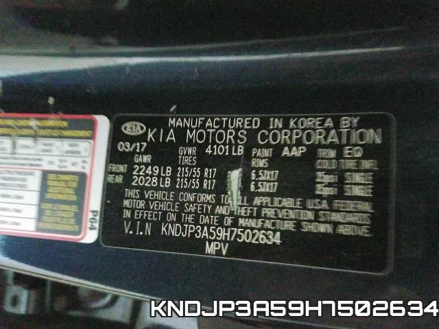 KNDJP3A59H7502634 фото 2