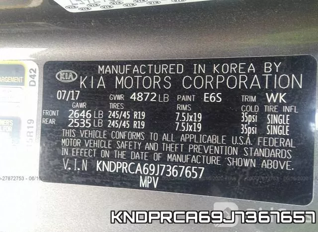 KNDPRCA69J7367657 фото 10