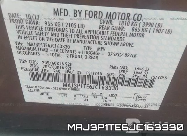 MAJ3P1TE6JC163330 фото 10