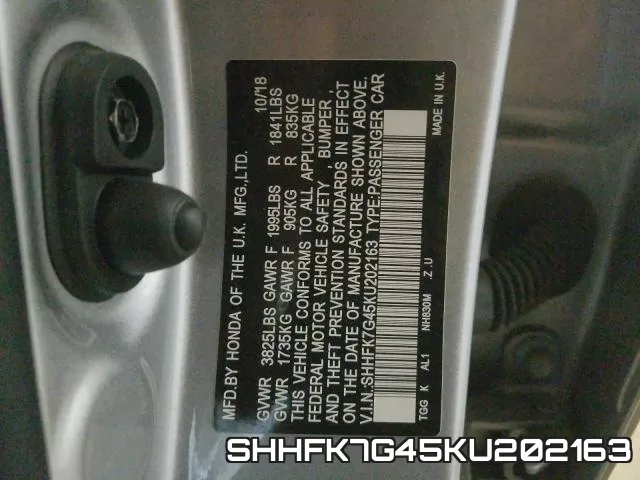 SHHFK7G45KU202163 фото 2