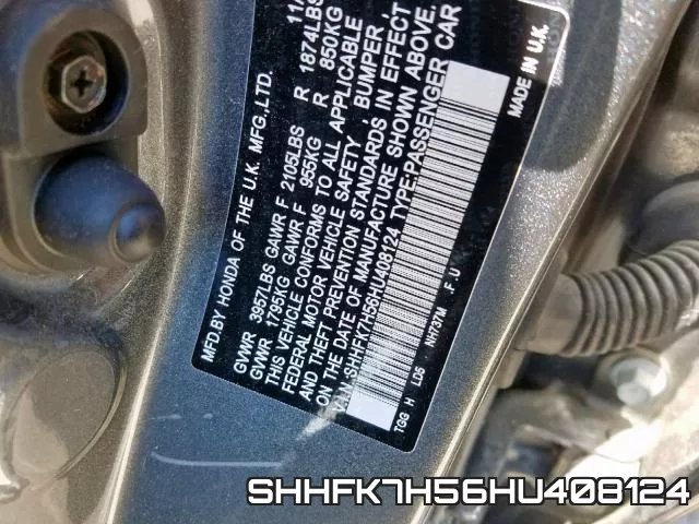 SHHFK7H56HU408124 фото 2