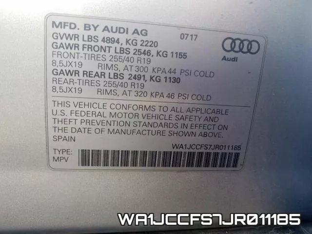 WA1JCCFS7JR011185 фото 2