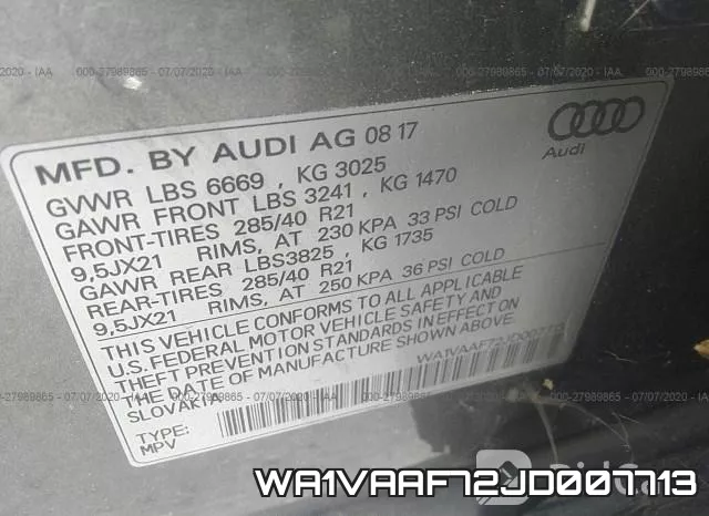 WA1VAAF72JD007713 фото 10