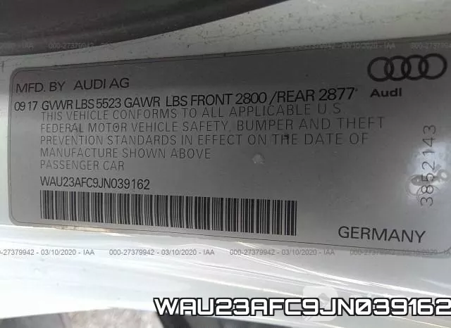 WAU23AFC9JN039162 фото 10