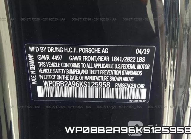 WP0BB2A96KS125958 фото 10