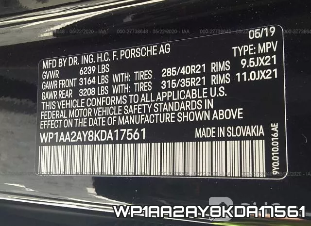 WP1AA2AY8KDA17561 фото 10