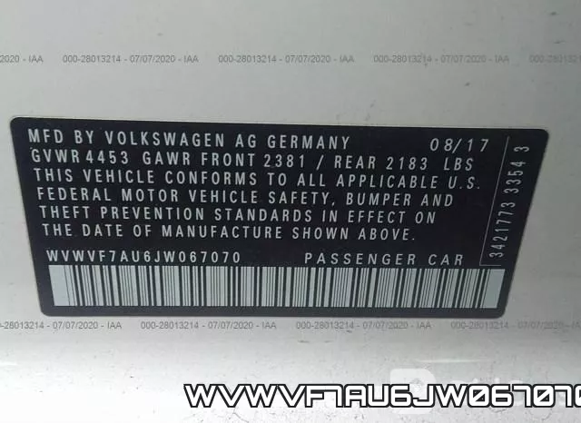 WVWVF7AU6JW067070 фото 10