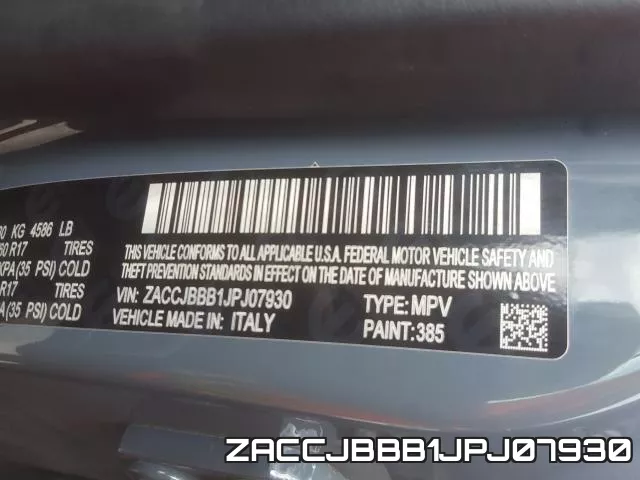 ZACCJBBB1JPJ07930 фото 2