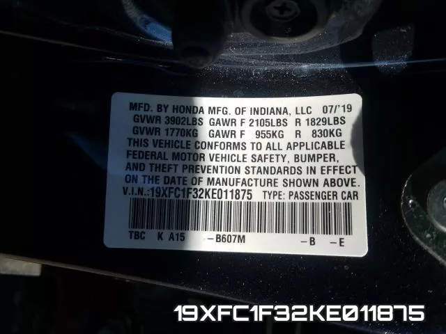 19XFC1F32KE011875 фото 2