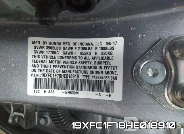 19XFC1F78HE018910 фото 10