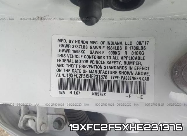 19XFC2F5XHE231376 фото 10