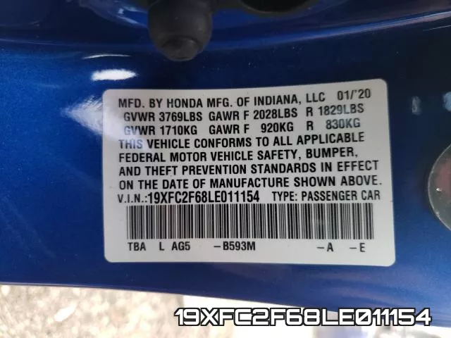 19XFC2F68LE011154 фото 2