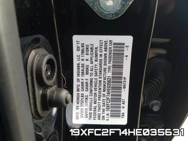 19XFC2F74HE035631 фото 2