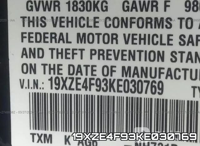 19XZE4F93KE030769 фото 10