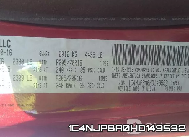 1C4NJPBA0HD149532 фото 10