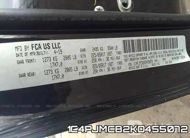 1C4PJMCB2KD455072 фото 10