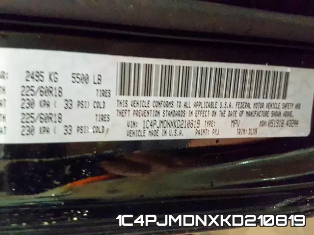 1C4PJMDNXKD210819 фото 2
