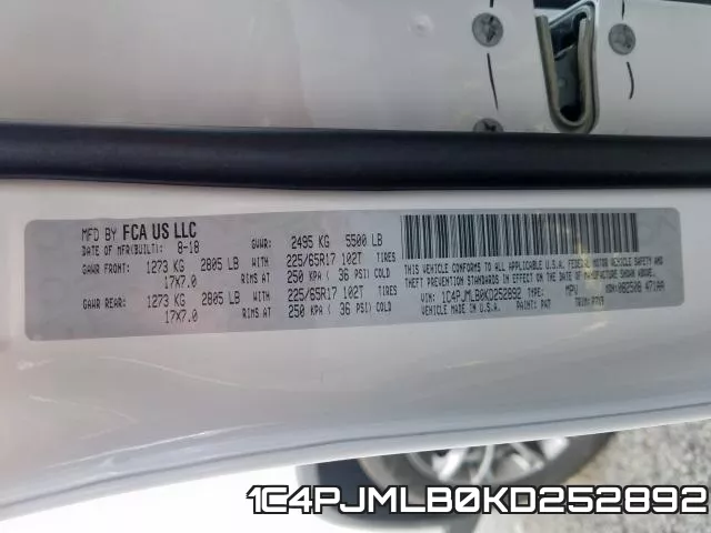 1C4PJMLB0KD252892 фото 2