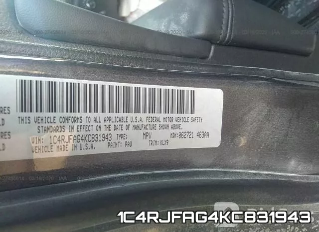 1C4RJFAG4KC831943 фото 10