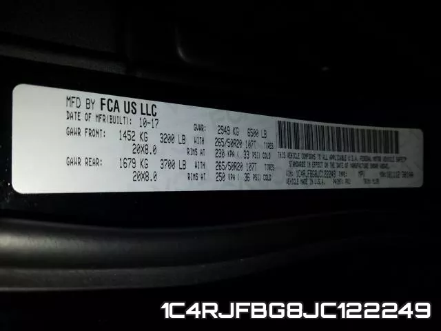 1C4RJFBG8JC122249 фото 2