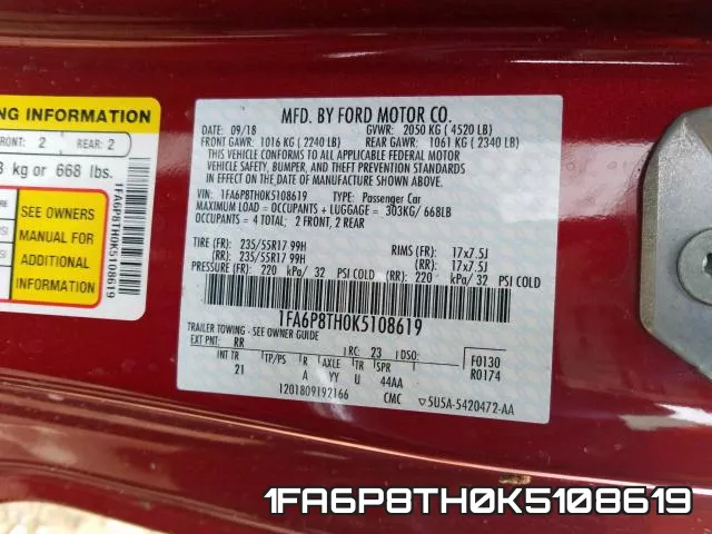 1FA6P8TH0K5108619 фото 2