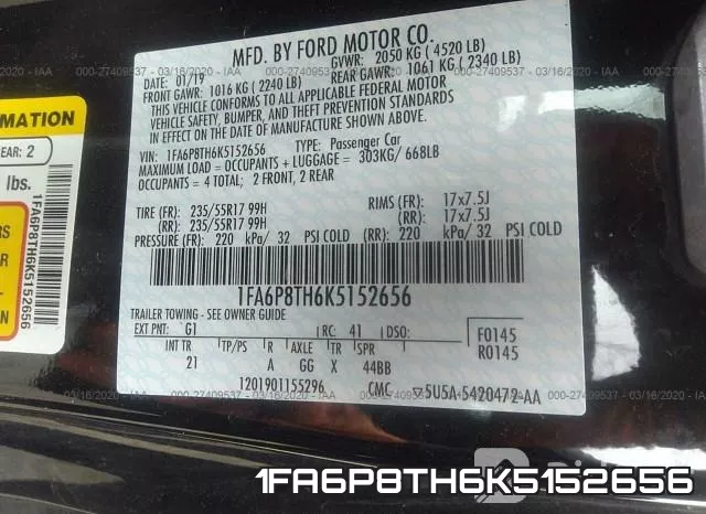 1FA6P8TH6K5152656 фото 10