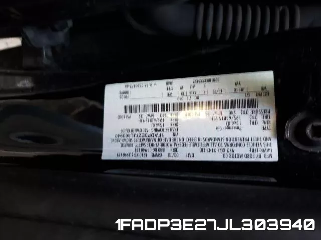 1FADP3E27JL303940 фото 2