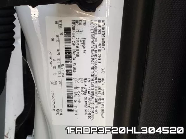 1FADP3F20HL304520 фото 2