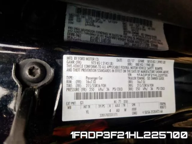 1FADP3F21HL225700 фото 2
