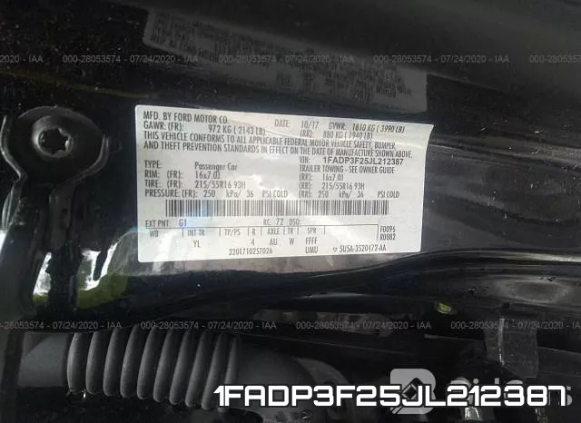 1FADP3F25JL212387 фото 10