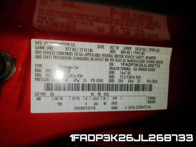 1FADP3K26JL268733 фото 2