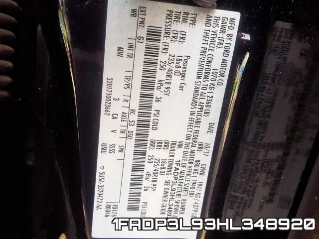 1FADP3L93HL348920 фото 2