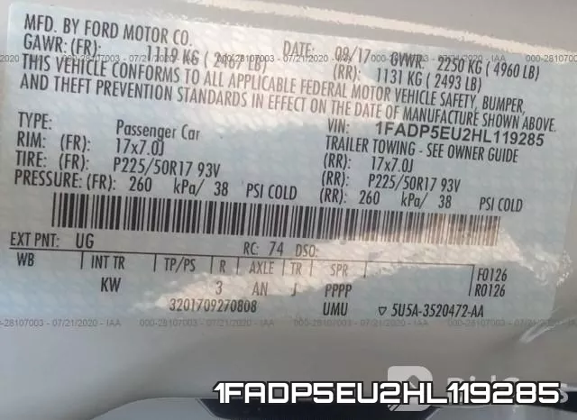 1FADP5EU2HL119285 фото 10