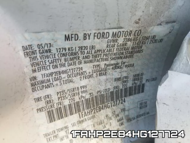 1FAHP2E84HG127724 фото 2