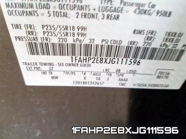 1FAHP2E8XJG111596 фото 2