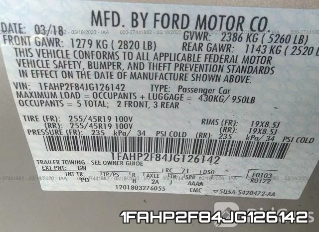 1FAHP2F84JG126142 фото 10