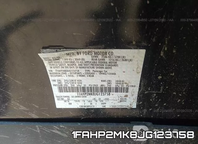 1FAHP2MK8JG123758 фото 10