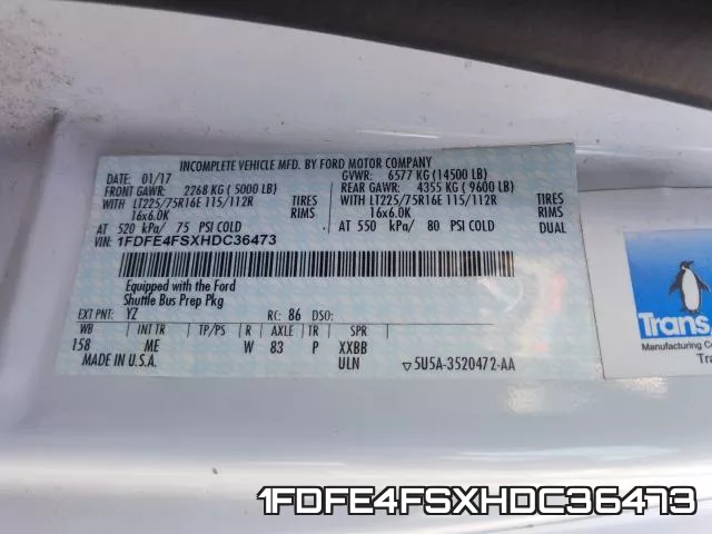 1FDFE4FSXHDC36473 фото 2