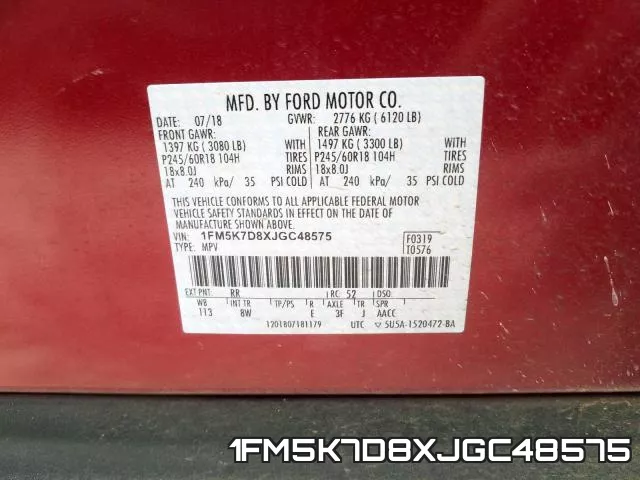 1FM5K7D8XJGC48575 фото 2