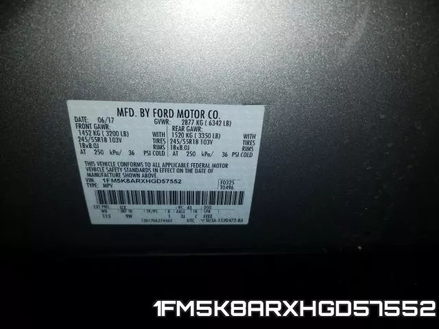 1FM5K8ARXHGD57552 фото 2