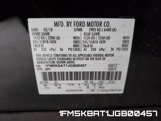 1FM5K8AT1JGB00457 фото 2