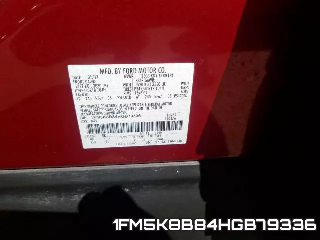 1FM5K8B84HGB79336 фото 2