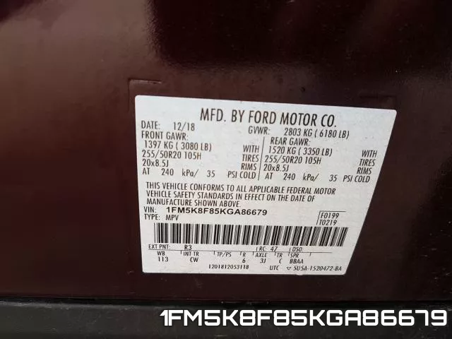 1FM5K8F85KGA86679 фото 2