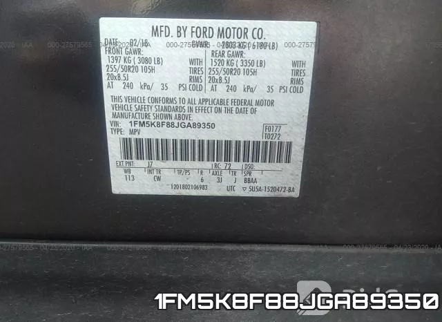 1FM5K8F88JGA89350 фото 10