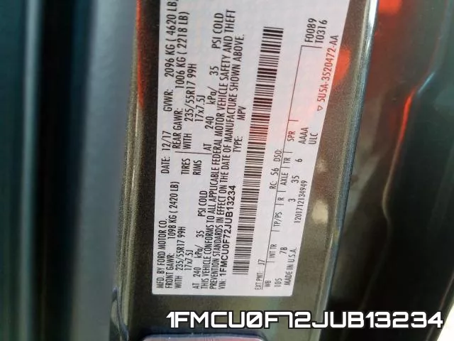 1FMCU0F72JUB13234 фото 2