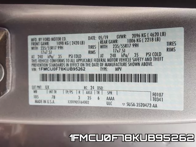 1FMCU0F78KUB95262 фото 2