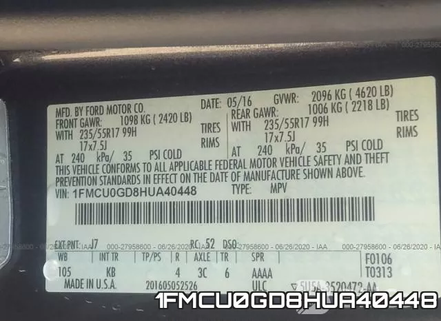 1FMCU0GD8HUA40448 фото 10