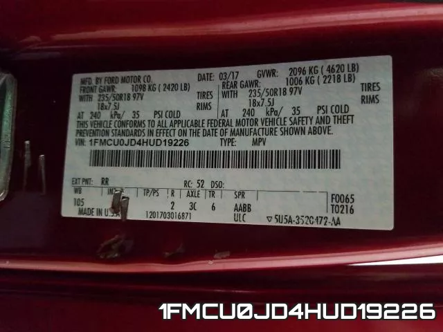 1FMCU0JD4HUD19226 фото 2