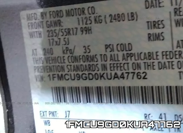 1FMCU9GD0KUA47762 фото 10