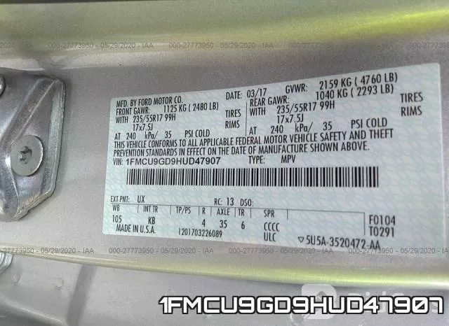 1FMCU9GD9HUD47907 фото 10